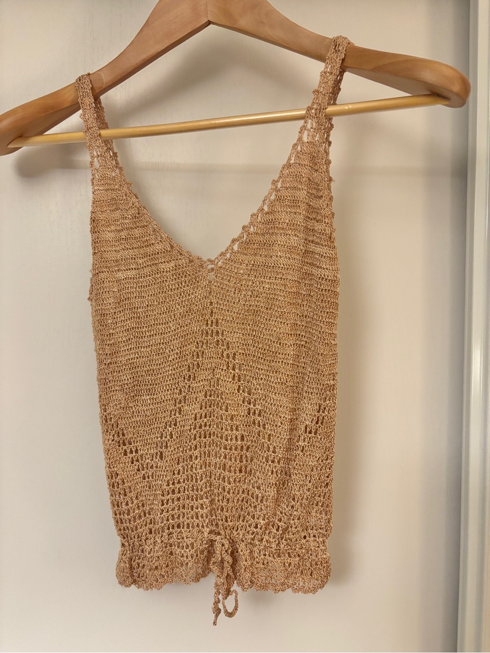 Vintage Cottagecore Crochet Tank Size Extra Small Pink Concert Open Knit Boho